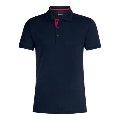 Herren Poloshirt, schwarzblau/rot, individualisierbar