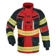 Einsatzjacke X-Pro Dynamic, rot/dunkelblau, Rückenaufdruck FEUERWEHR leuchtgelb