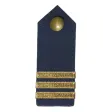 Schulterklappen, auf blauem Köper, Knopf silbern/gold