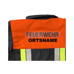 Rückenaufdruck FEUERWEHR + Ortsname, Schrift schwarz, für Jacken HF